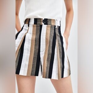 Zara Striped High Waist Shorts